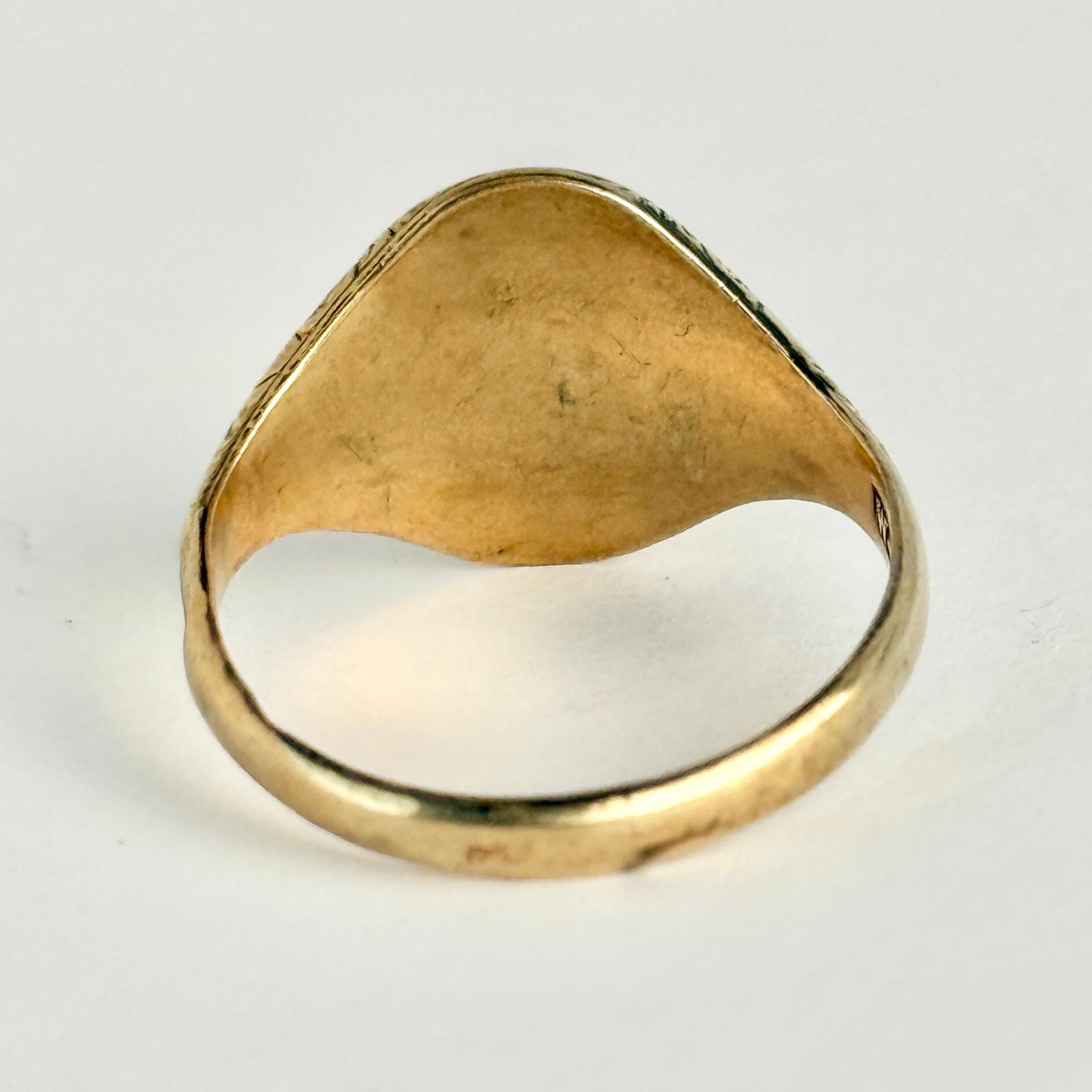 da uomo o donna Anello massonico d'epoca con sardonica e oro 9 carati in vendita