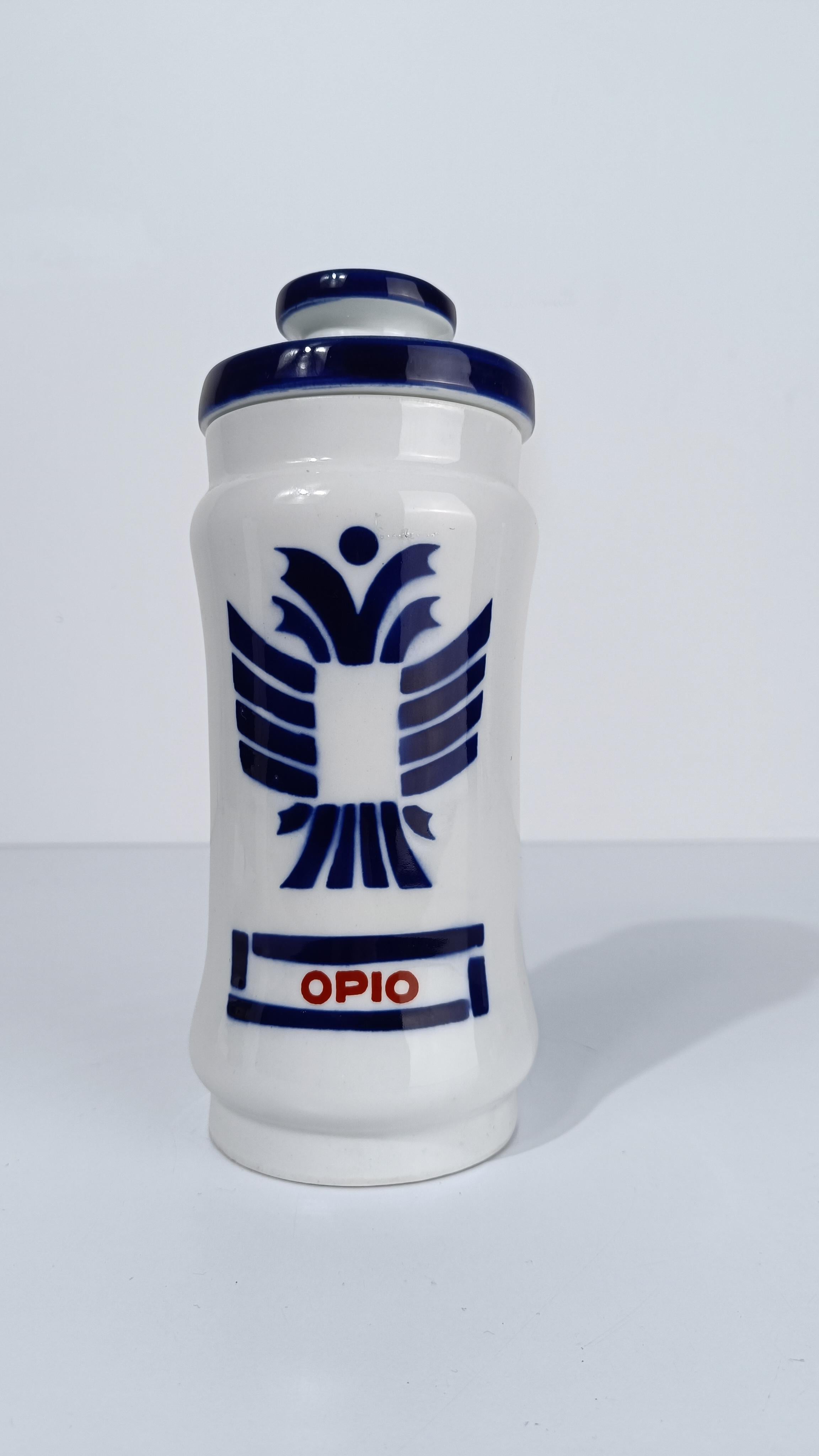 Vaso da farmacia Sargadelos d'epoca per oppio in ceramica bianca e blu, Spagna anni '70 in vendita 4