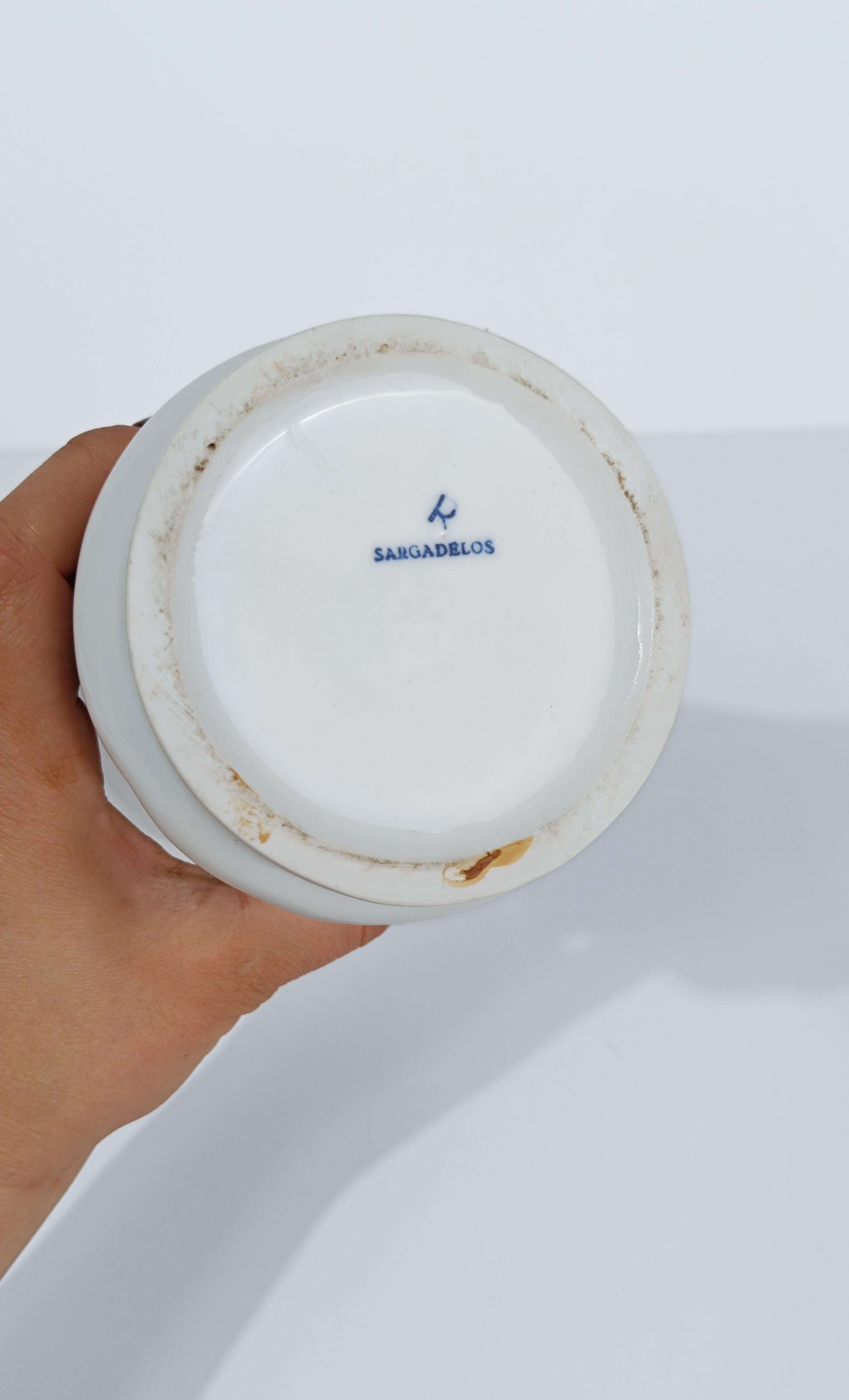 Spagnolo Vaso da farmacia Sargadelos d'epoca per oppio in ceramica bianca e blu, Spagna anni '70 in vendita