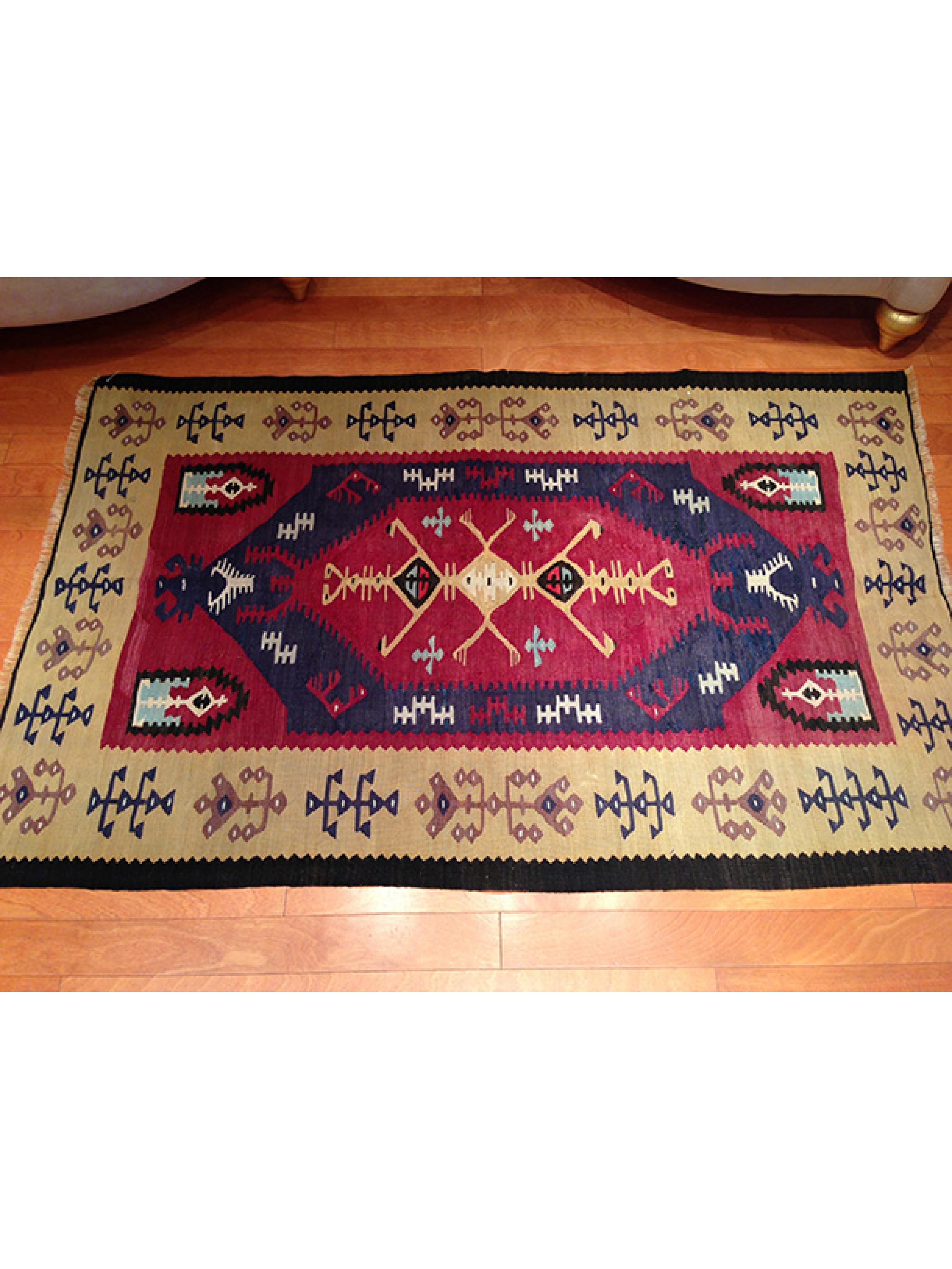 Teinture végétale Tapis Kilim Sarkoy, Tapis turc d'Anatolie occidentale, Style Balkan Unique en vente