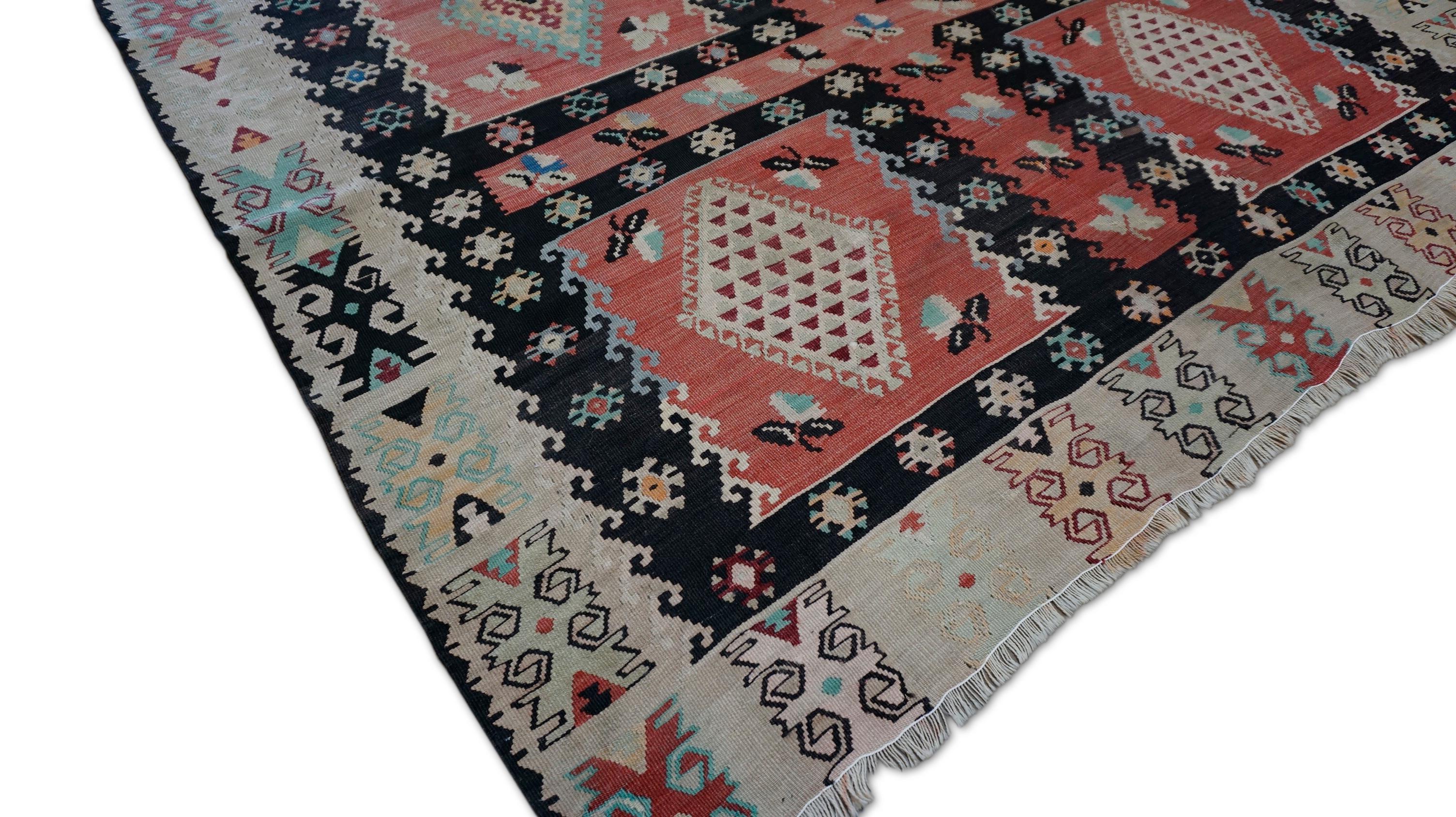 Kilim vintage de lana Şarkışla 7'2''x9' en Bueno estado para la venta en Torrance, CA
