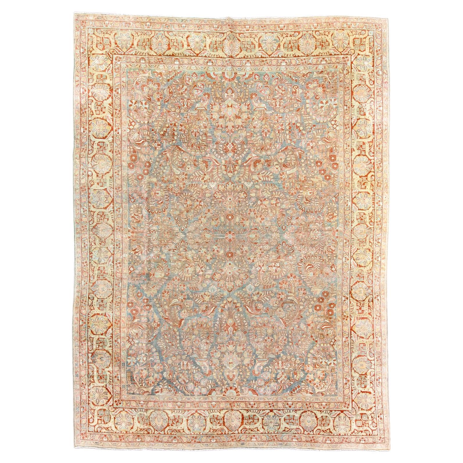 Alfombra Sarouk Vintage con Rosas Florales Rodeando un Centro de Roseta en venta