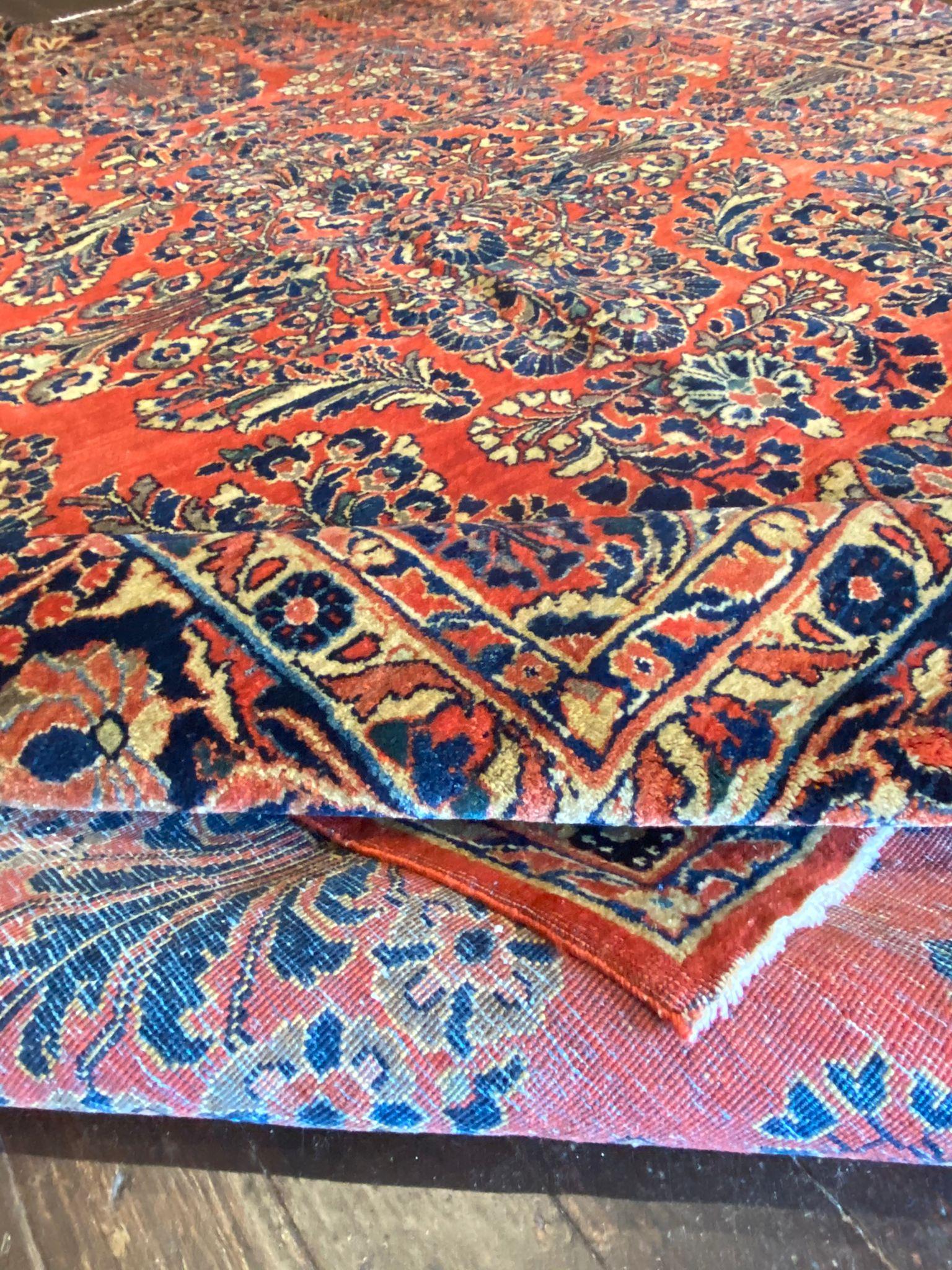 Hand-Knotted Vintage Sarouk Persian Rug For Sale