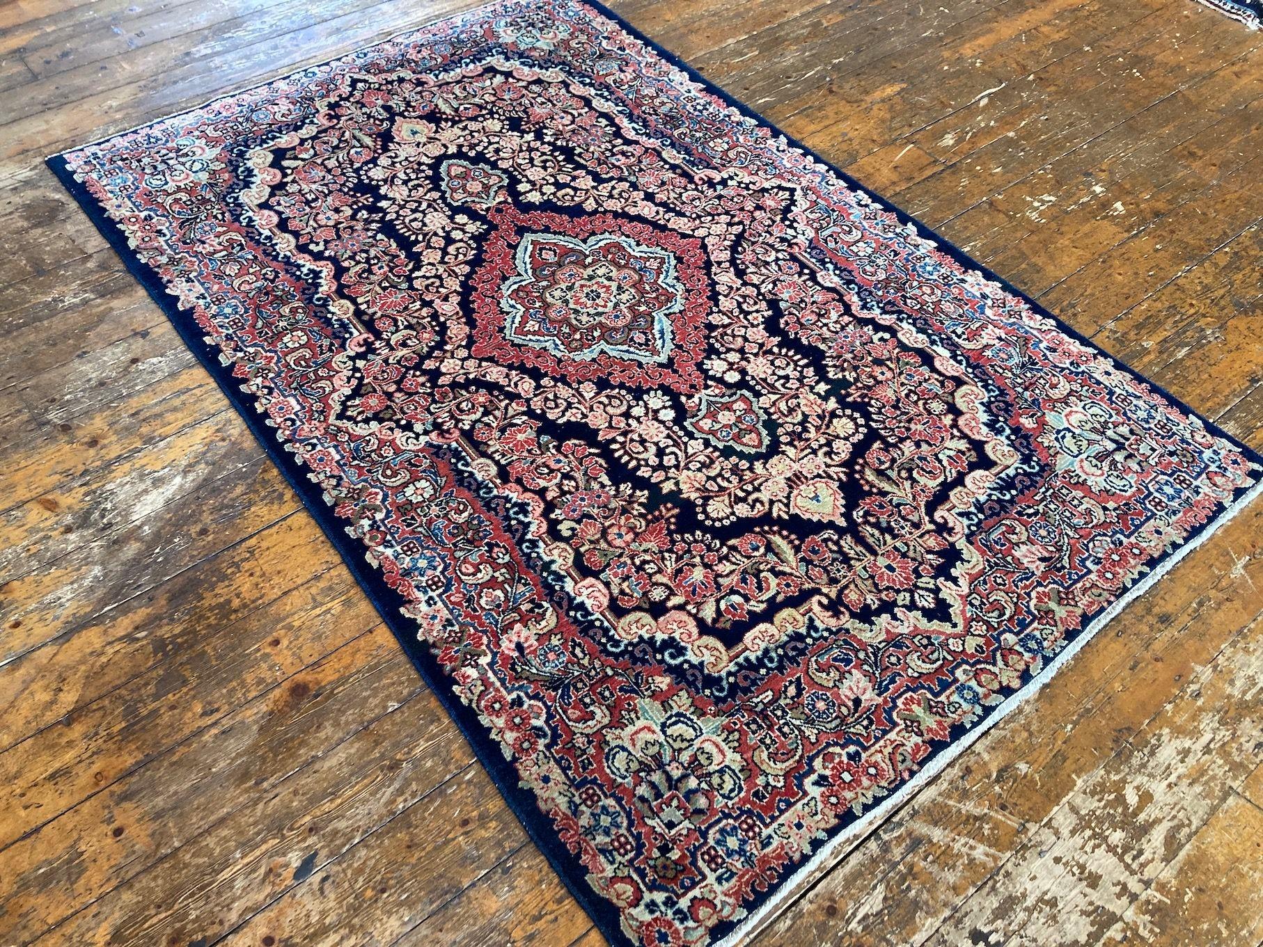 Mid-20th Century Vintage Sarouk Rug 2.06m x 1.35m For Sale