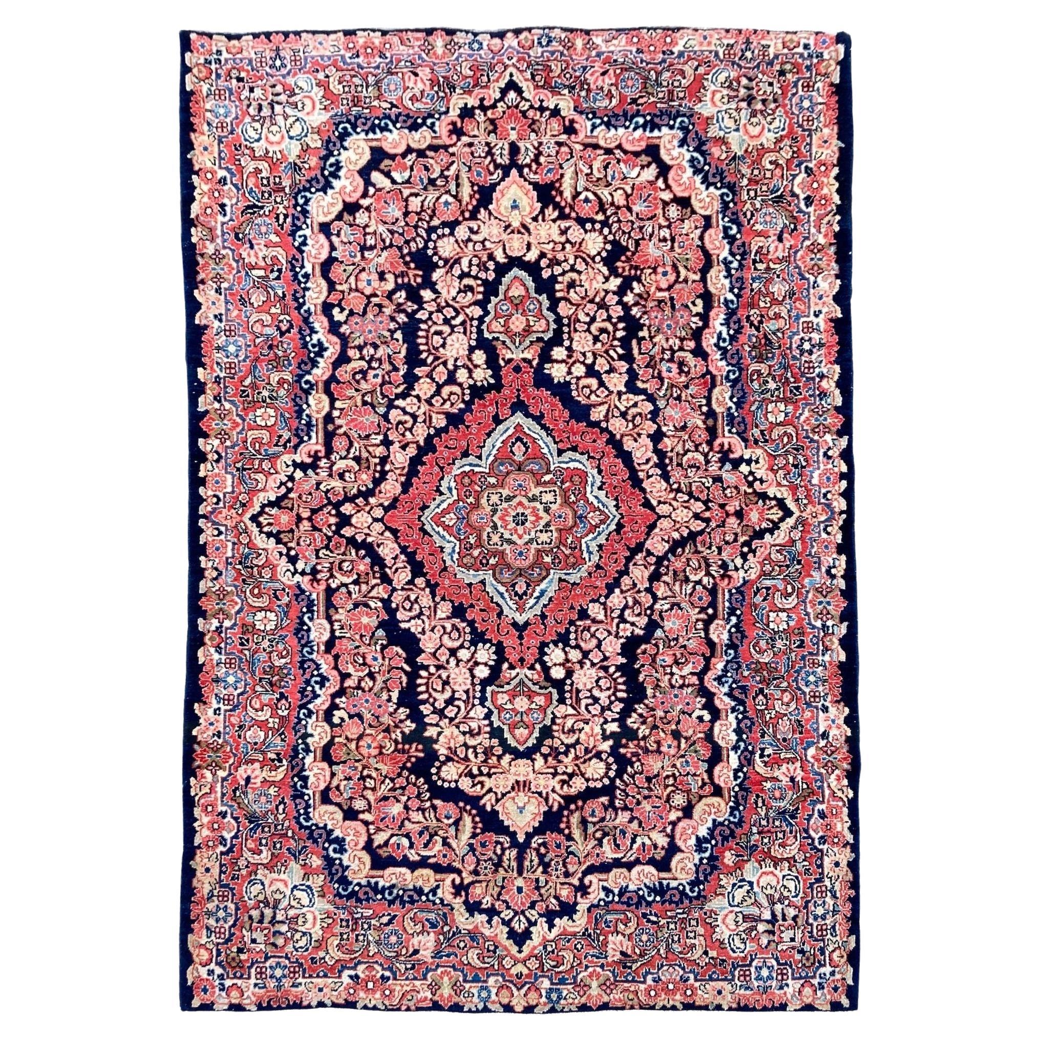 Sarouk-Teppich im Vintage-Stil, 2,06 m x 1,35 m im Angebot