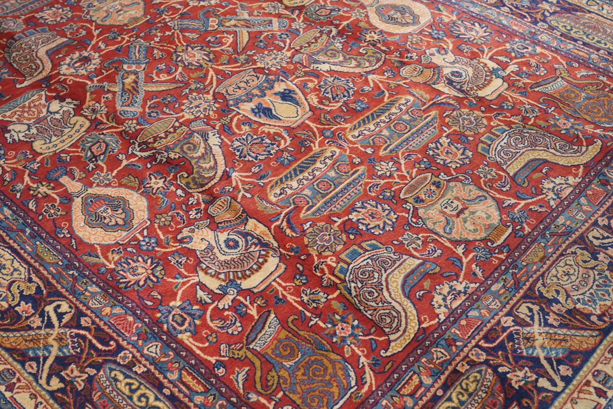 Laine Fine tapis persan ancien Sarouk 6'11'' x 10'11'' en vente