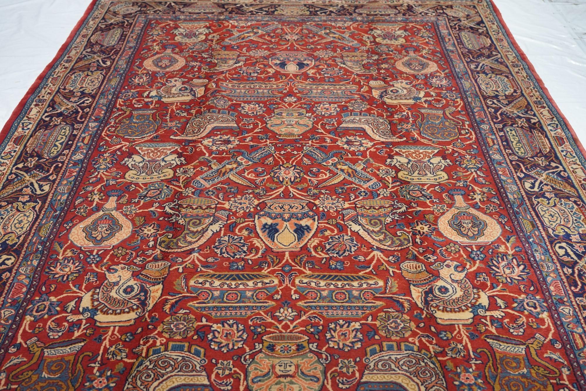 Fine tapis persan ancien Sarouk 6'11'' x 10'11'' en vente 1