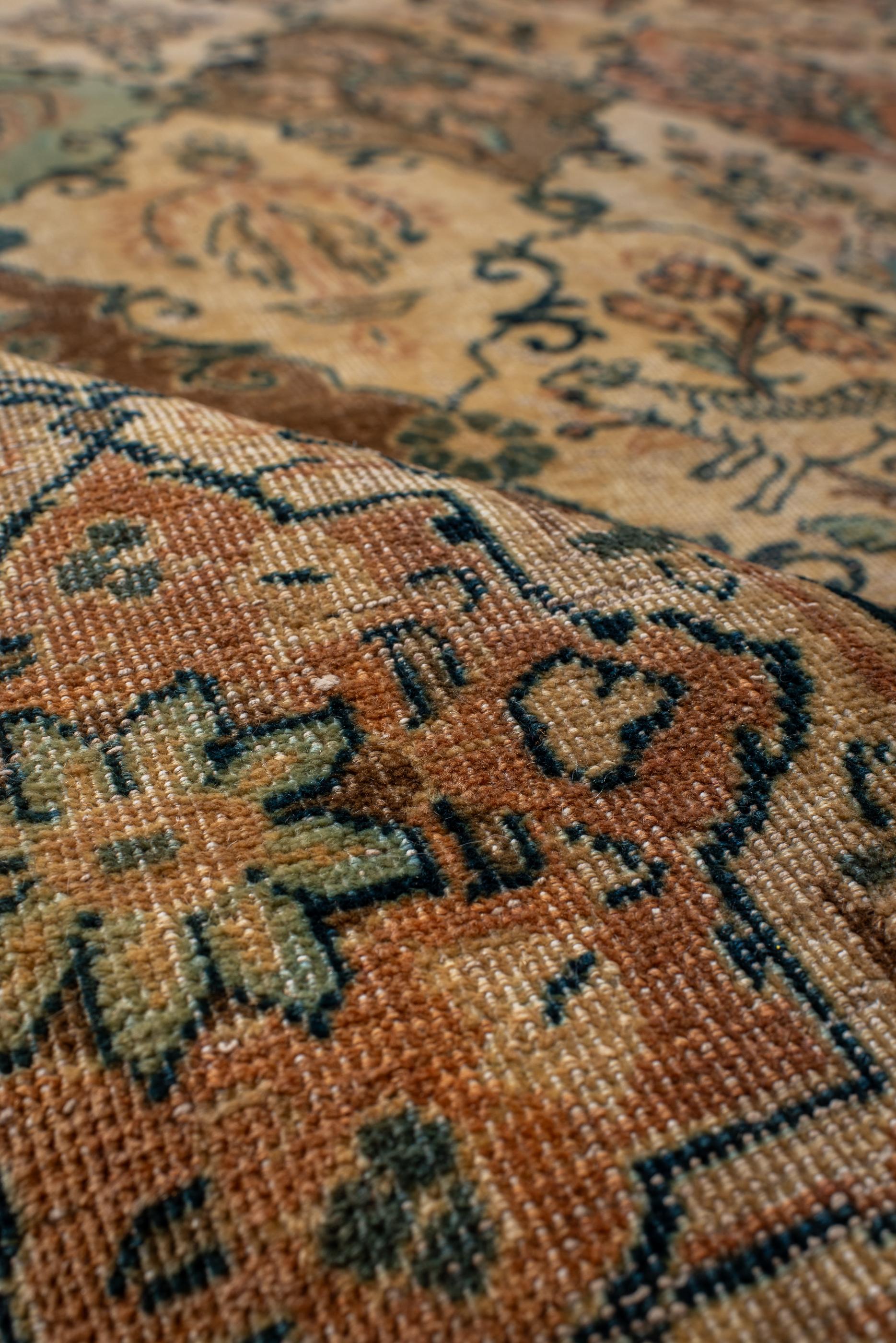 Wool Vintage Sarouk with Colorful Cartouche Design  For Sale