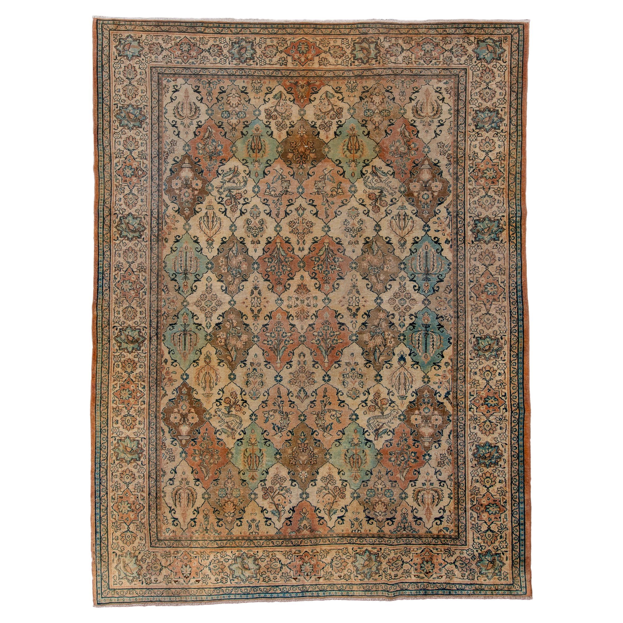 Sarouk im Vintage-Stil mit farbenfrohem Kartuschendesign