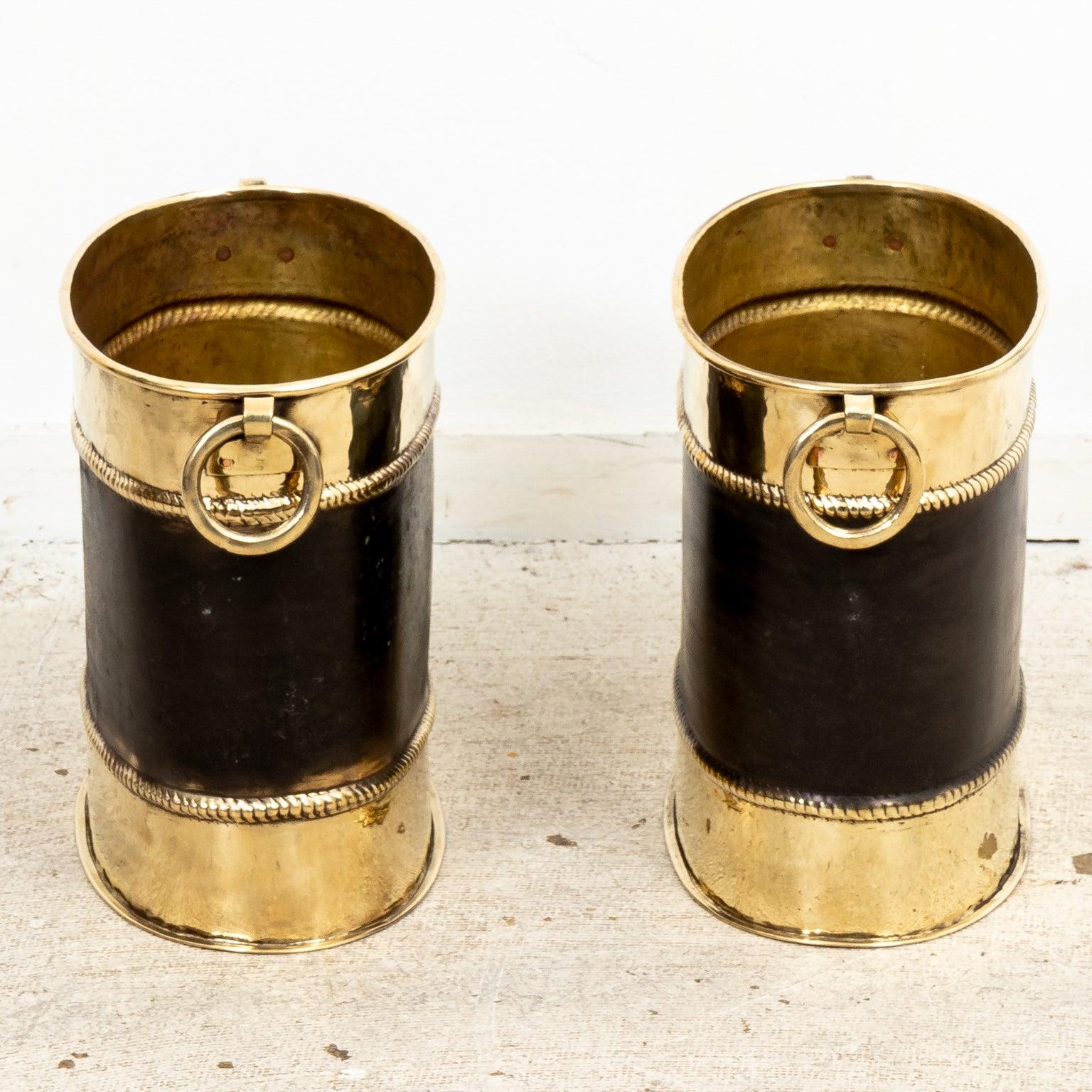 Late 20th Century Vintage Sarreid Brass Buckets