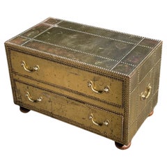 Vintage Sarreid Brass Cocktail Table Chest of Drawers, circa 1970s