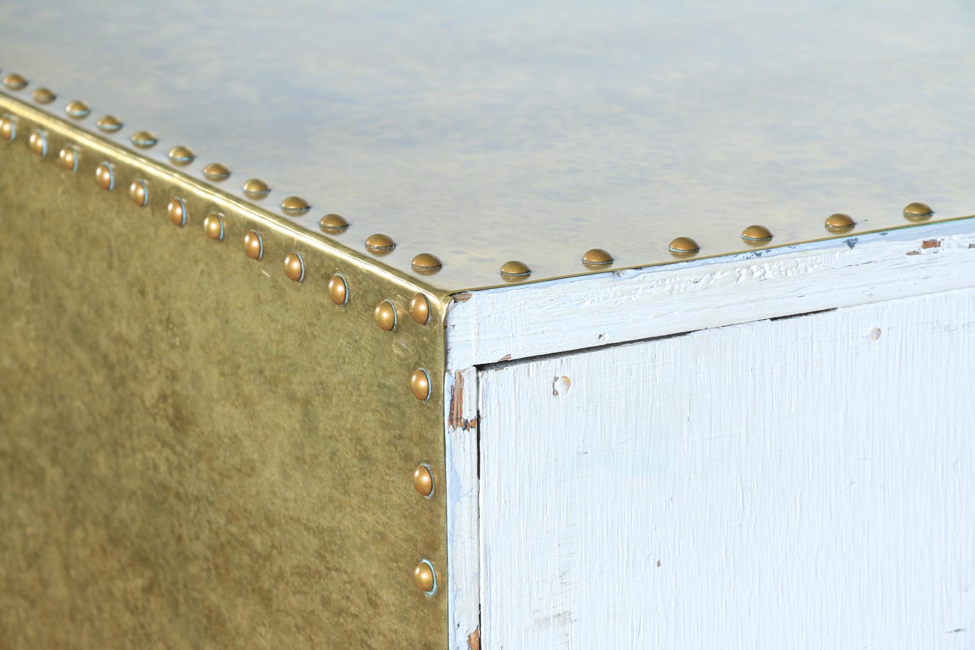 Vintage Sarreid Brass Highboy Dresser For Sale 1