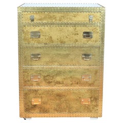 Vintage Sarreid Brass Highboy Dresser