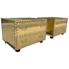 Vintage Sarreid Brass Nightstands End Tables, circa 1970s