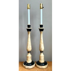 Vintage Sarreid Candlestick Lamps - A Pair