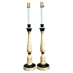 Vintage Sarreid Candlestick Lamps - A Pair