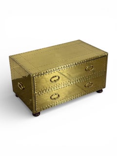 Vintage Sarreid Ltd. Cassapanca in ottone - Spagna circa anni '70 - Baule a due cassetti in ottone