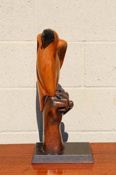 Vintage Sarreid Ltd. Hooded Falcon on Fist Sculpture  Hand-Carved Wood & Brass