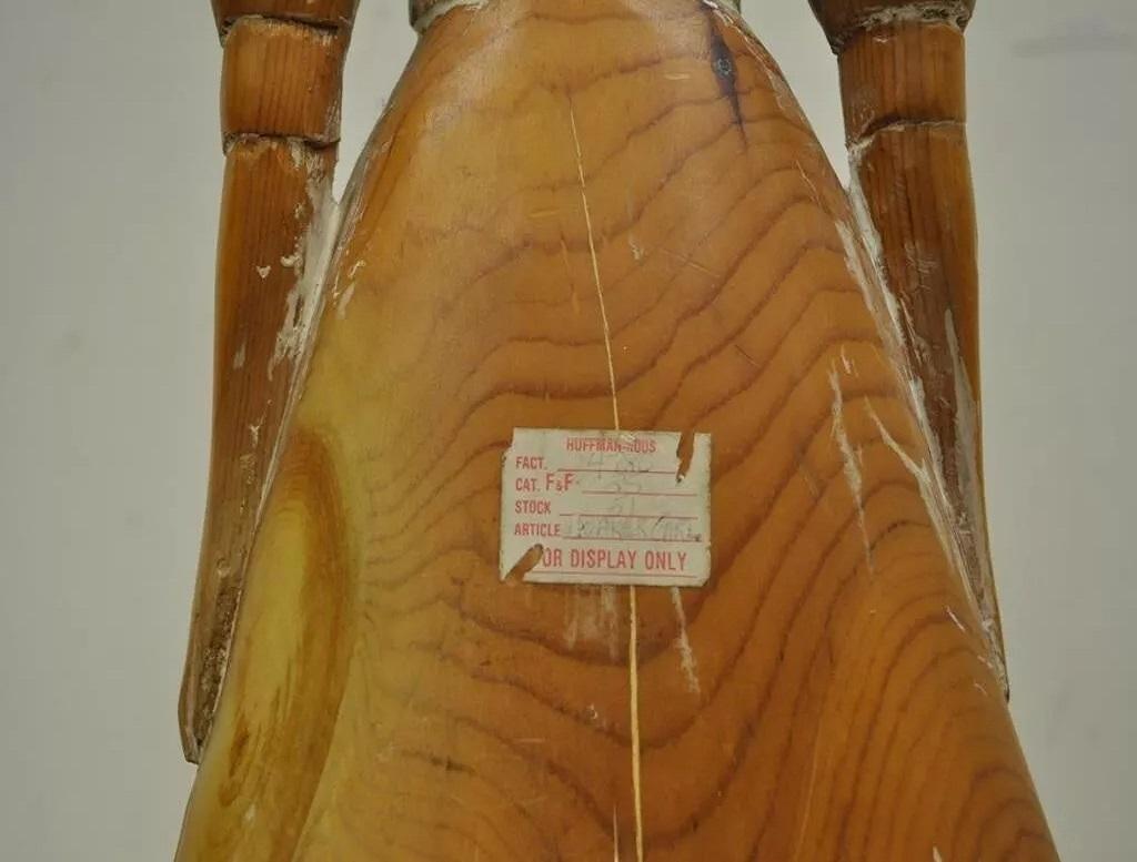 20th Century Vintage Sarreid Ltd Pine Wooden Folk Art Sculptures Man and Woman 22