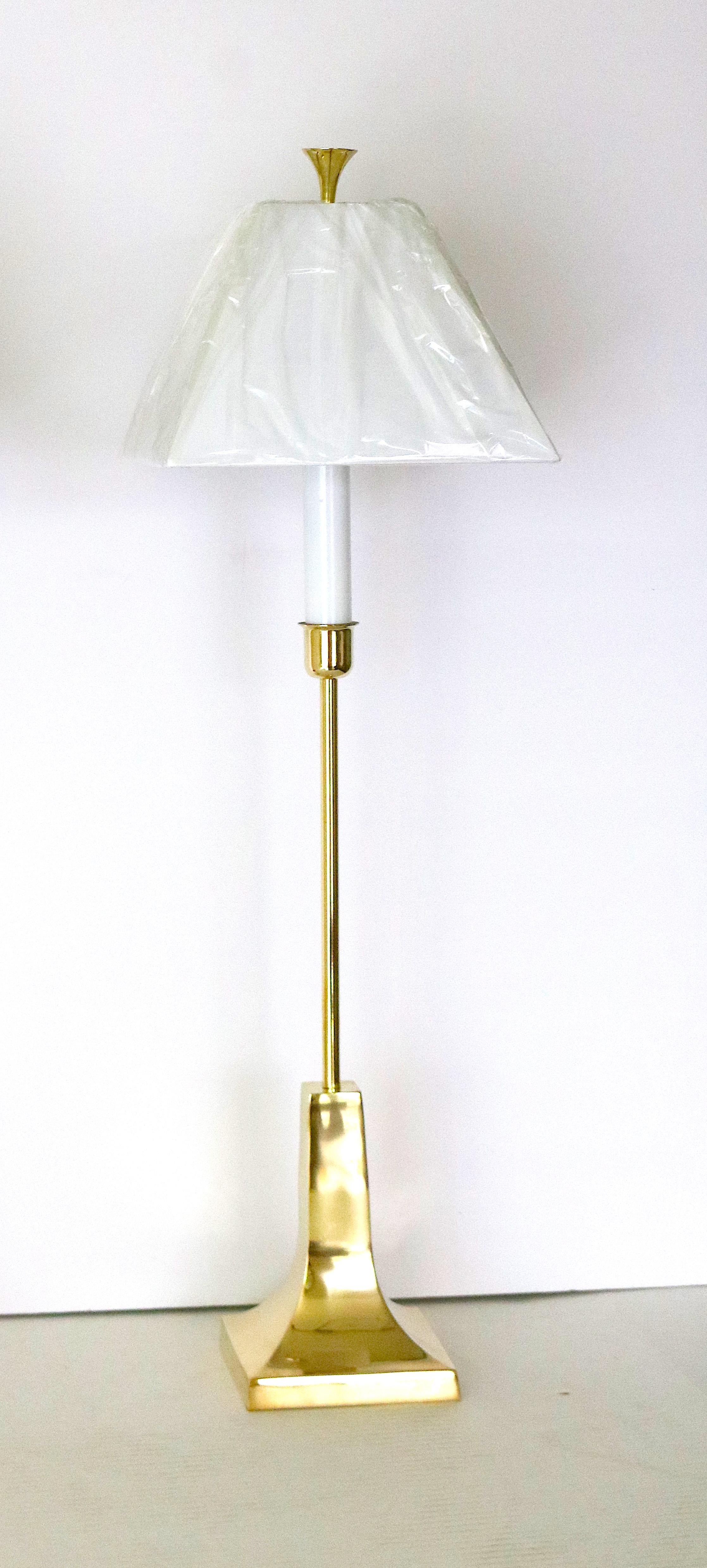 Vintage Sarreid Table Lamps Pair Elegant Polished Brass, Mid-Century Modern 1980 In Good Condition For Sale In West Palm Beach, FL