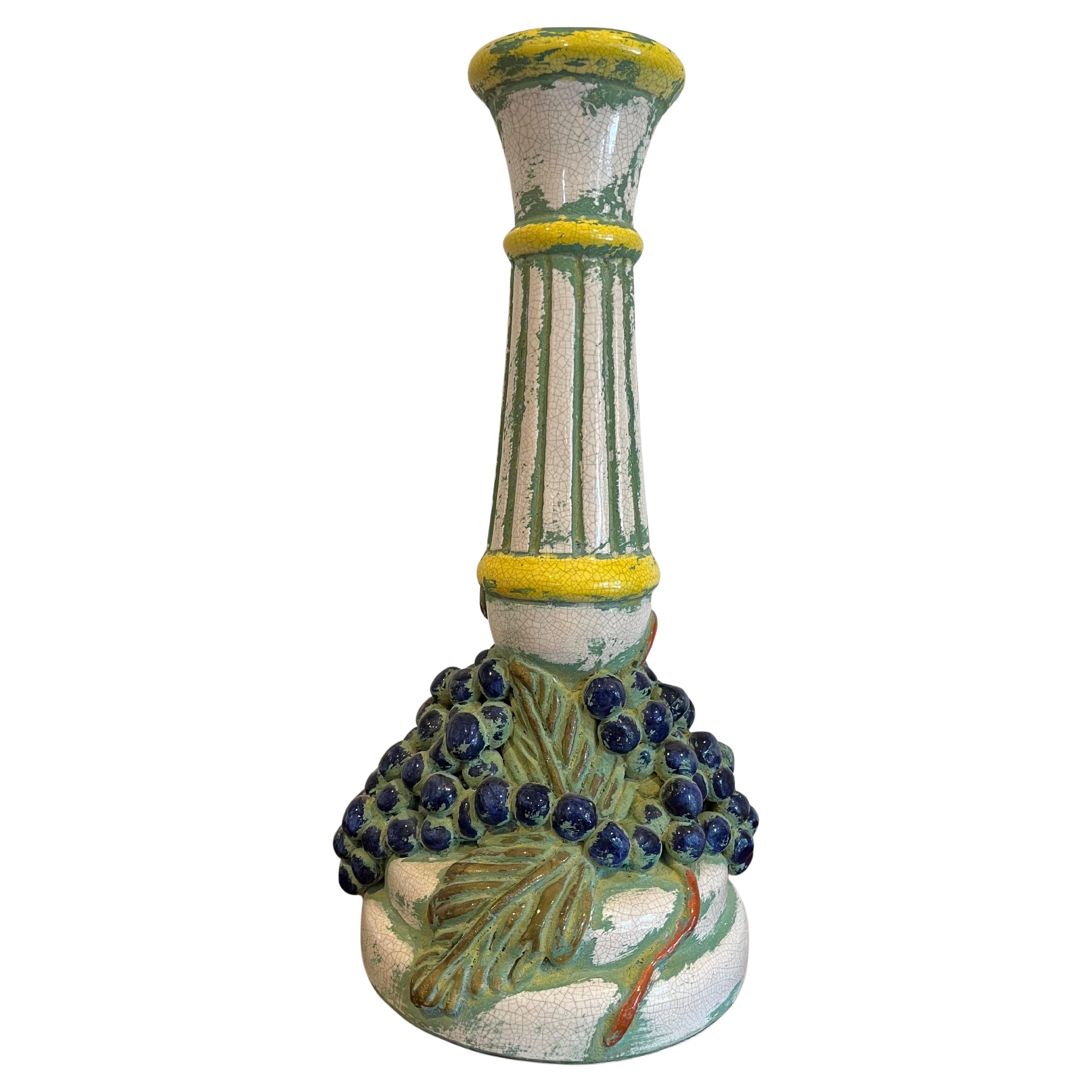 Vintage Sarried Glazed Pottery Candlestick