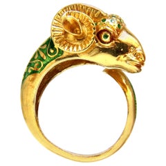 Vintage Satanic Ram Endless Ring 18 Karat