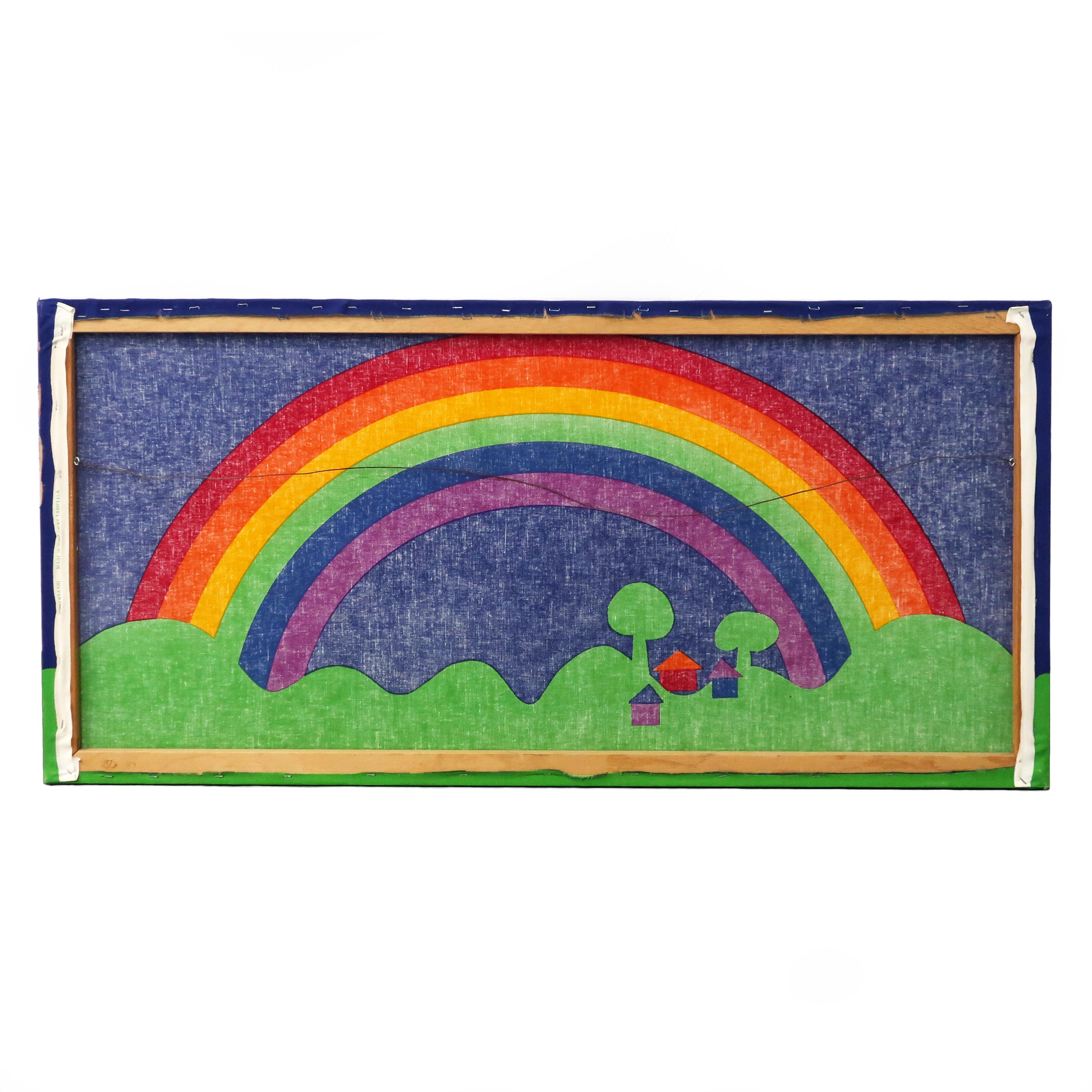 Finnish Vintage Sateensaari Rainbow Fabric by Tampella For Sale
