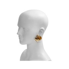 Vintage Satellite Paris Gold Tone Resin Clip-On Hoop Earrings, 1990s