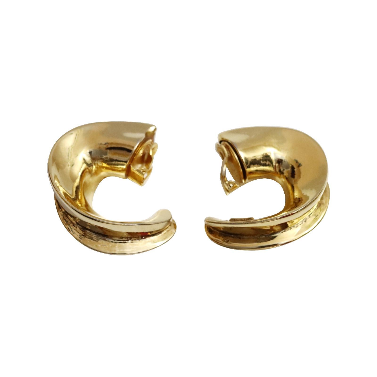 Modern Vintage Satellite Resin Gold Tone Hoop Earrings Circa 1990's For Sale