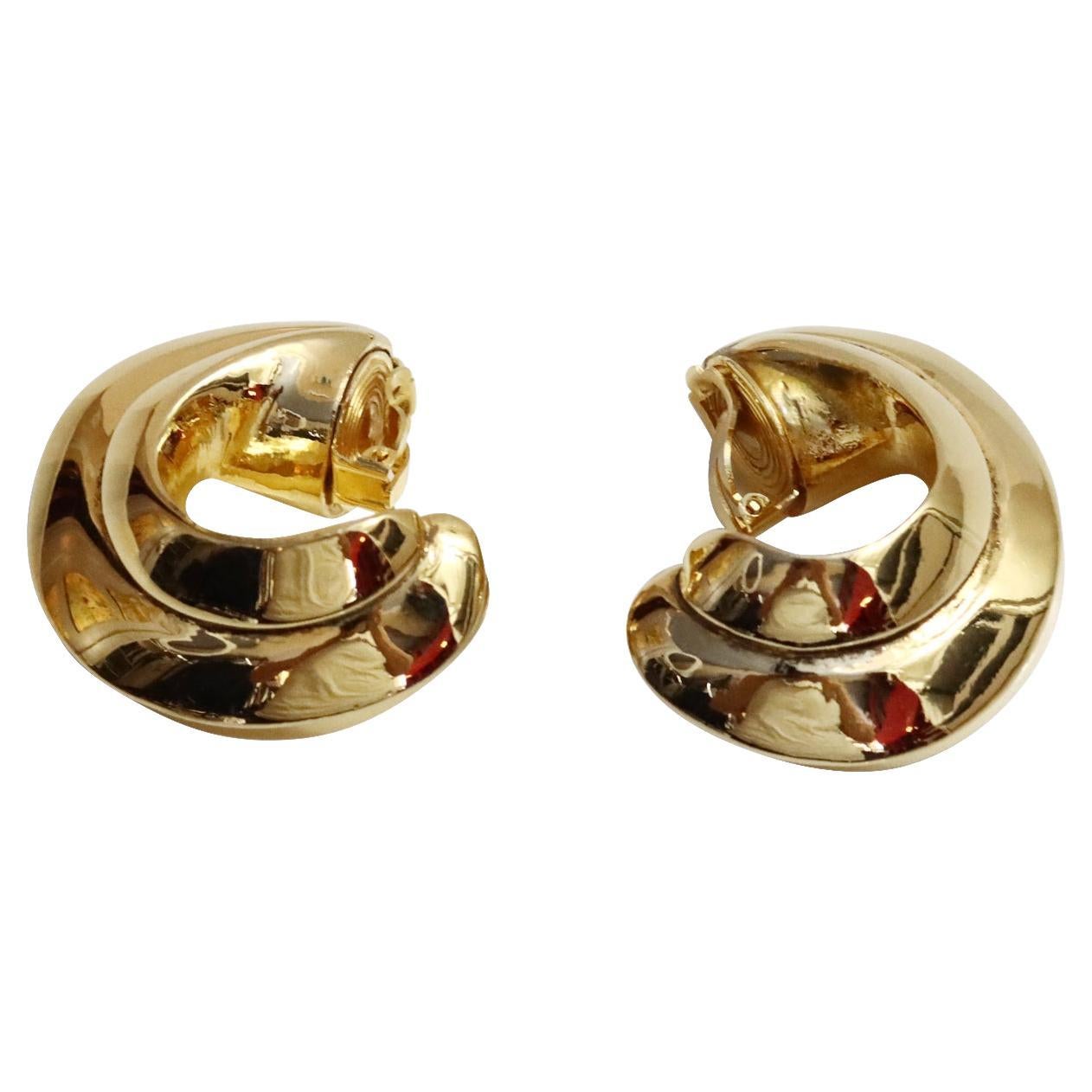 Vintage Satellite Resin Gold Tone Hoop Earrings Circa 1990's