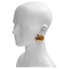 Vintage Satellite Resin Gold Tone Hoop Earrings Circa 1990's