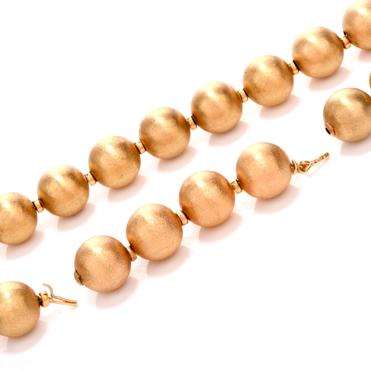 Retro Vintage Satin Beaded 14 Karat Gold Necklace