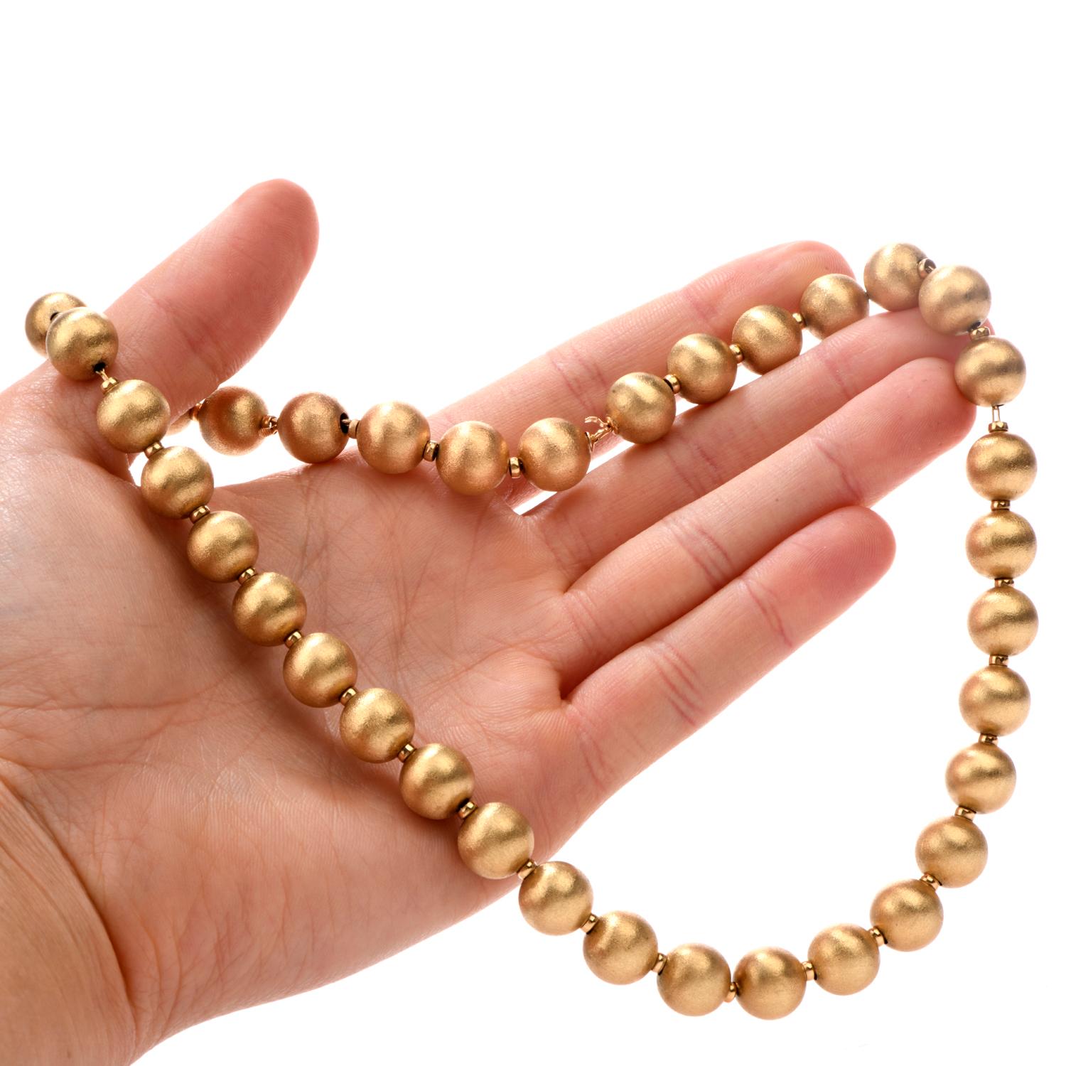 Men's Vintage Satin Beaded 14 Karat Gold Necklace