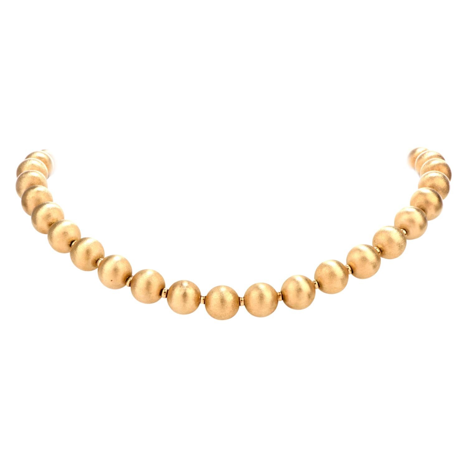 Vintage Satin Beaded 14 Karat Gold Necklace