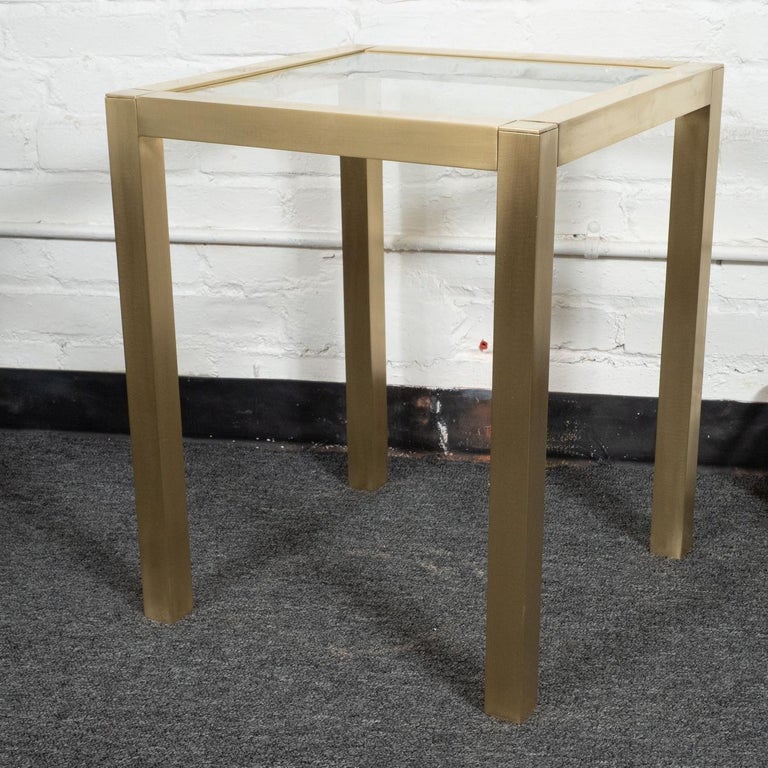 Vintage Satin Finish Brass Side Table For Sale at 1stDibs