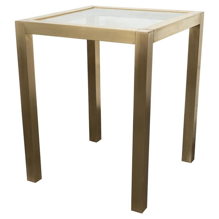 Vintage Satin Finish Brass Side Table For Sale at 1stDibs