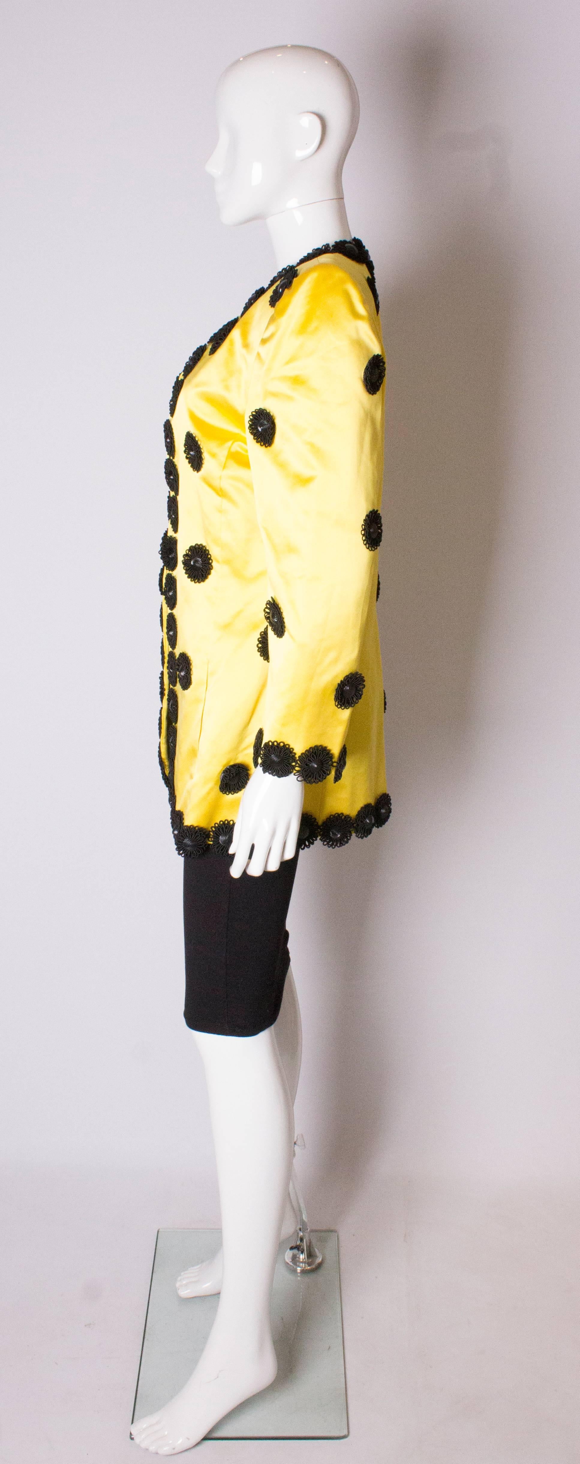 Yellow Vintage Satin Jacket by Murray Arbeid For Sale