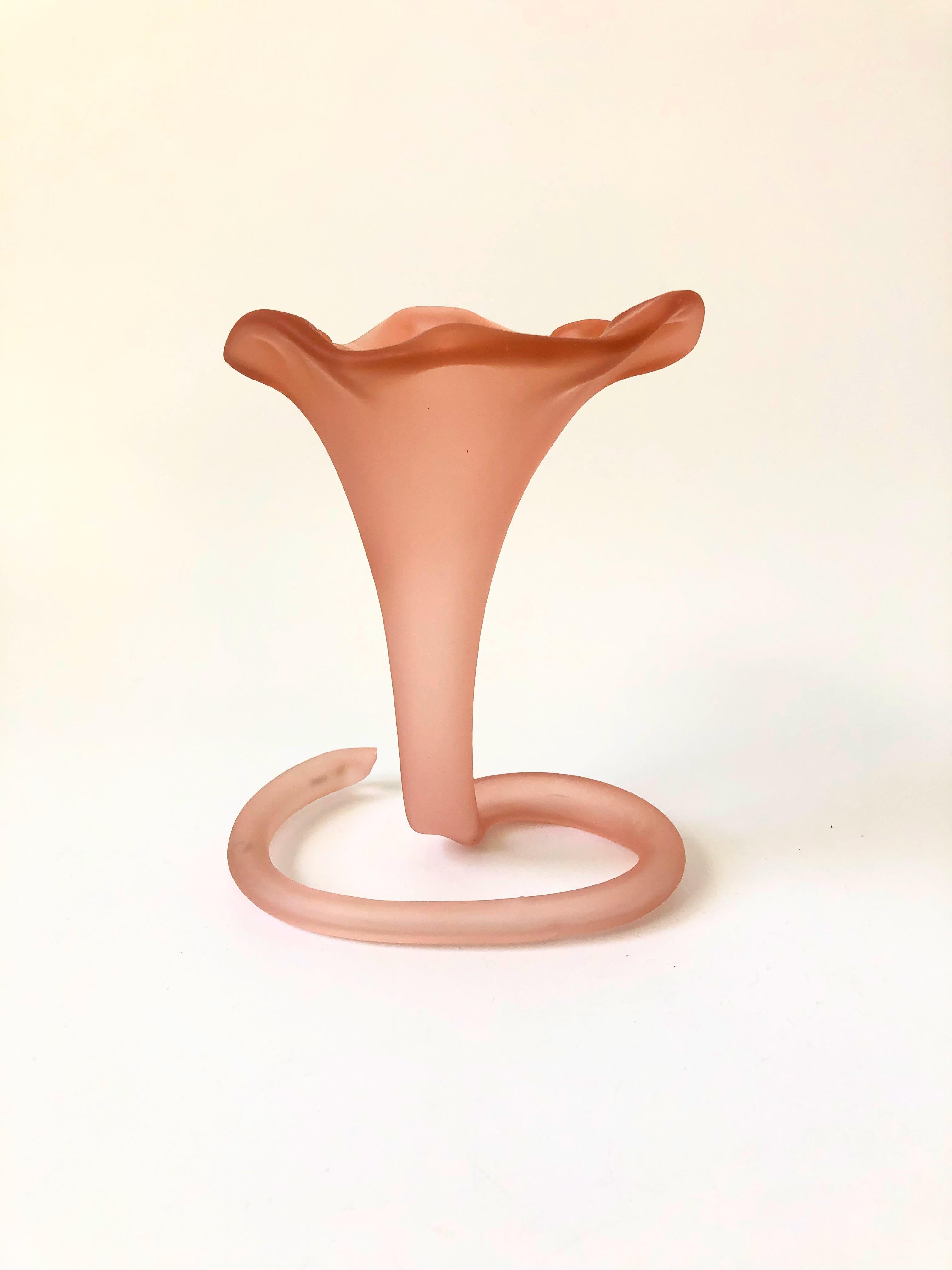 20th Century Vintage Satin Pink Art Glass Lily Vase