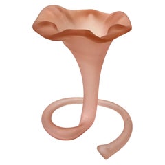 vintage lily vase Vintage Satin Pink Art Glass Lily Vase