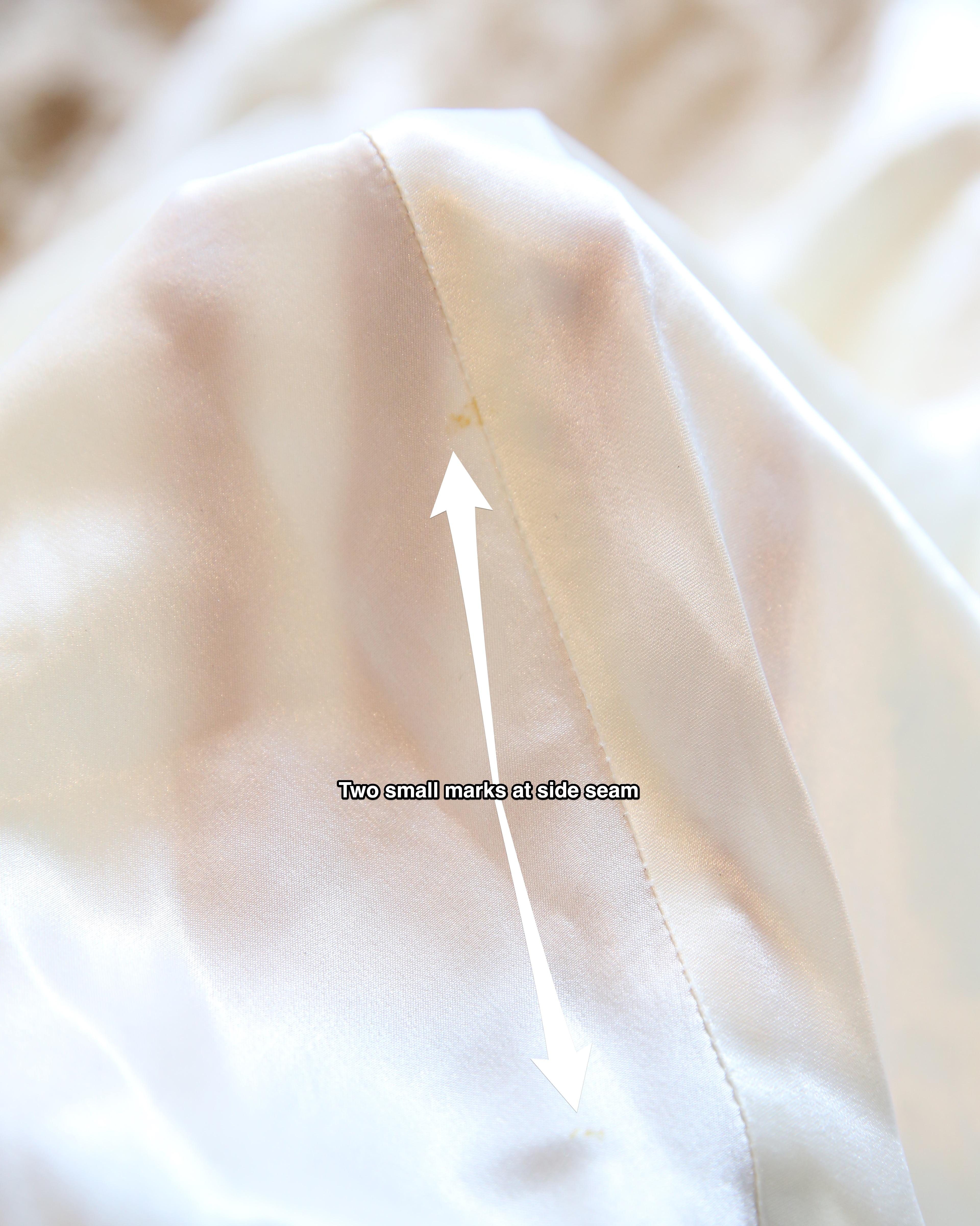 Vintage satin silk cream lace backless wedding slip maxi night gown dress For Sale 8