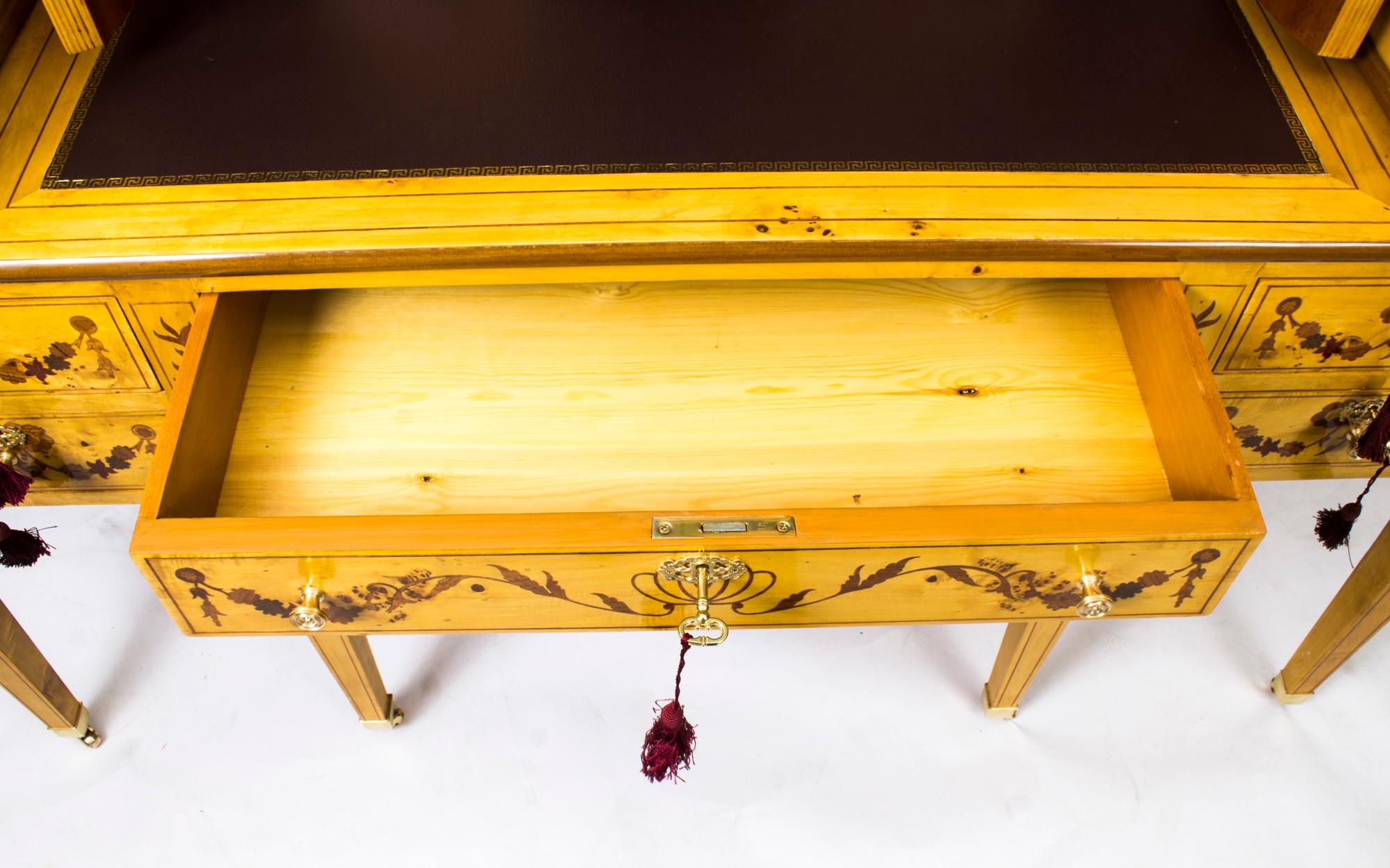 Vintage Satinwood Marquetry Carlton House Writing Desk 20th Century For Sale 10