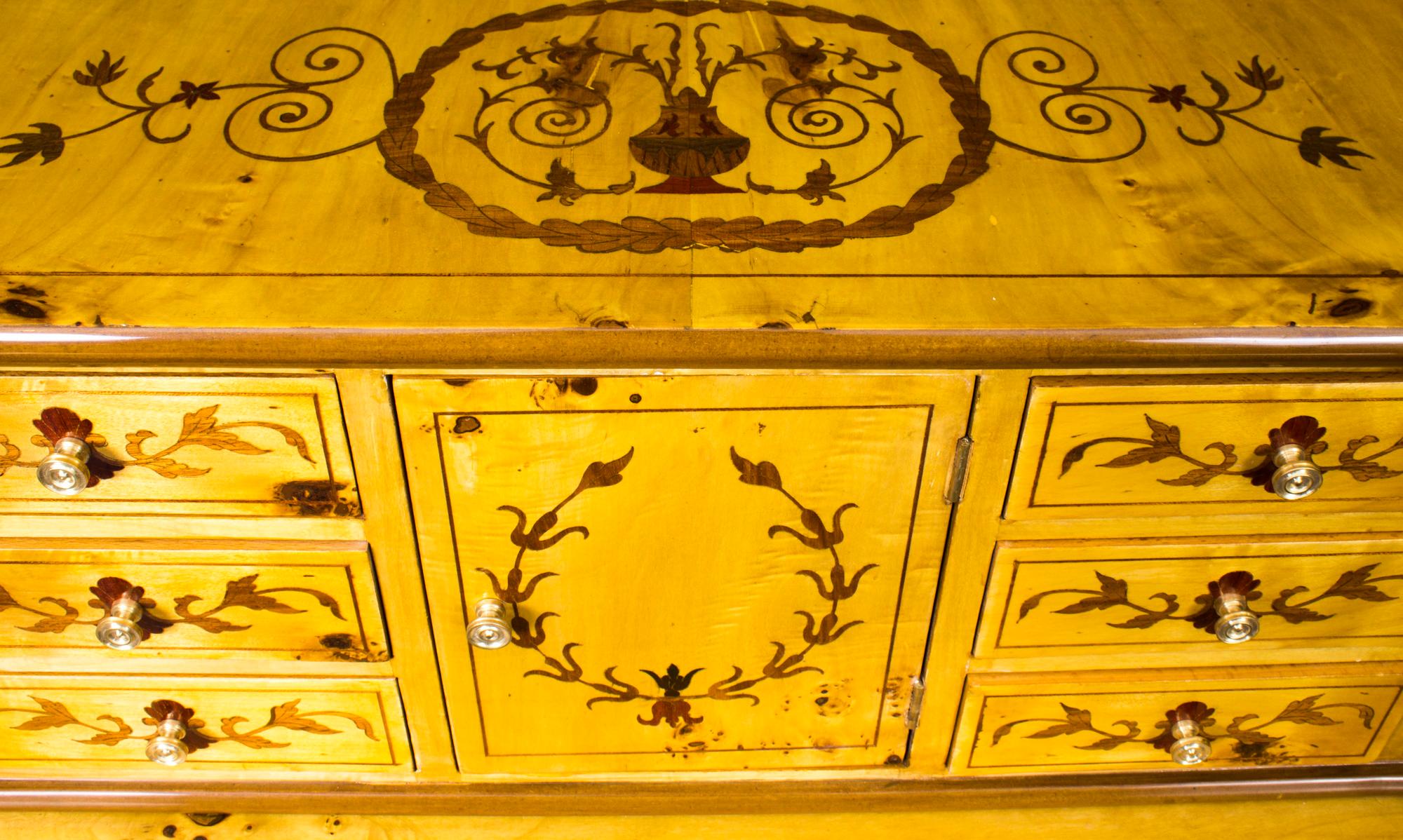 Vintage Satinwood Marquetry Carlton House Writing Desk 20th Century In Good Condition For Sale In London, GB