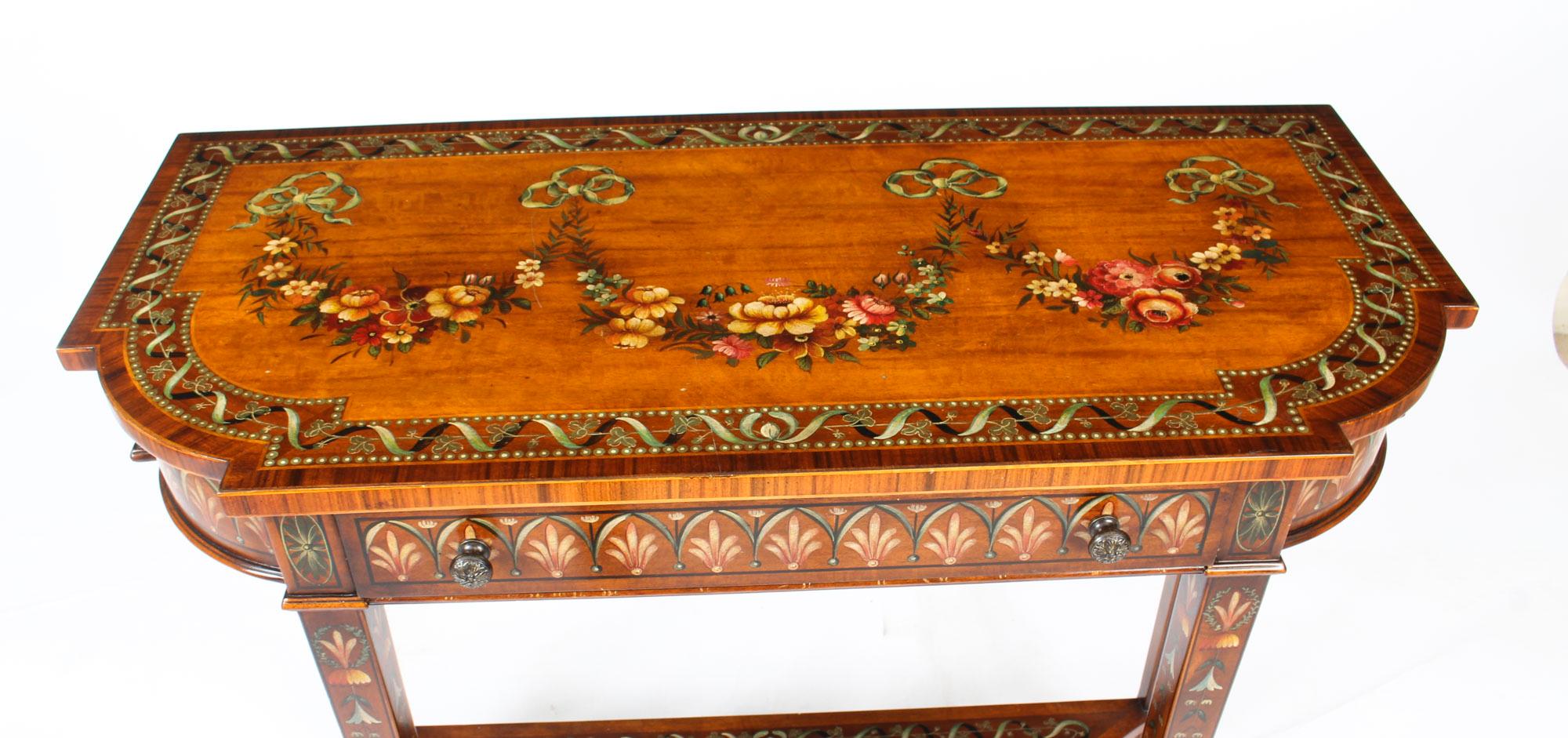 George III Vintage Satinwood Painted Console Table Theodore Alexander, 20th Century