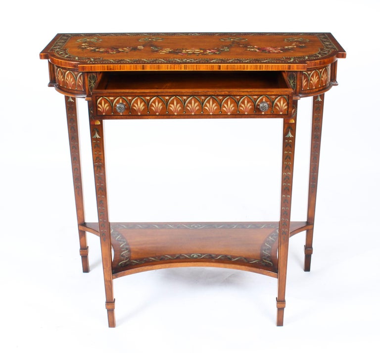 Vintage Satinwood Painted Console Table Theodore Alexander, 20th