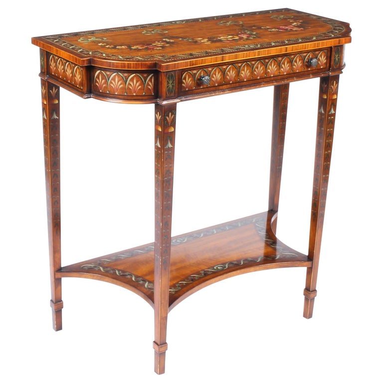 Vintage Satinwood Painted Console Table Theodore Alexander, 20th