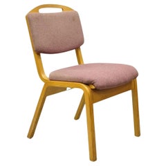 Vintage Sauder Designare Mid Century Modern Pink Bentwood Stacking Side Chair