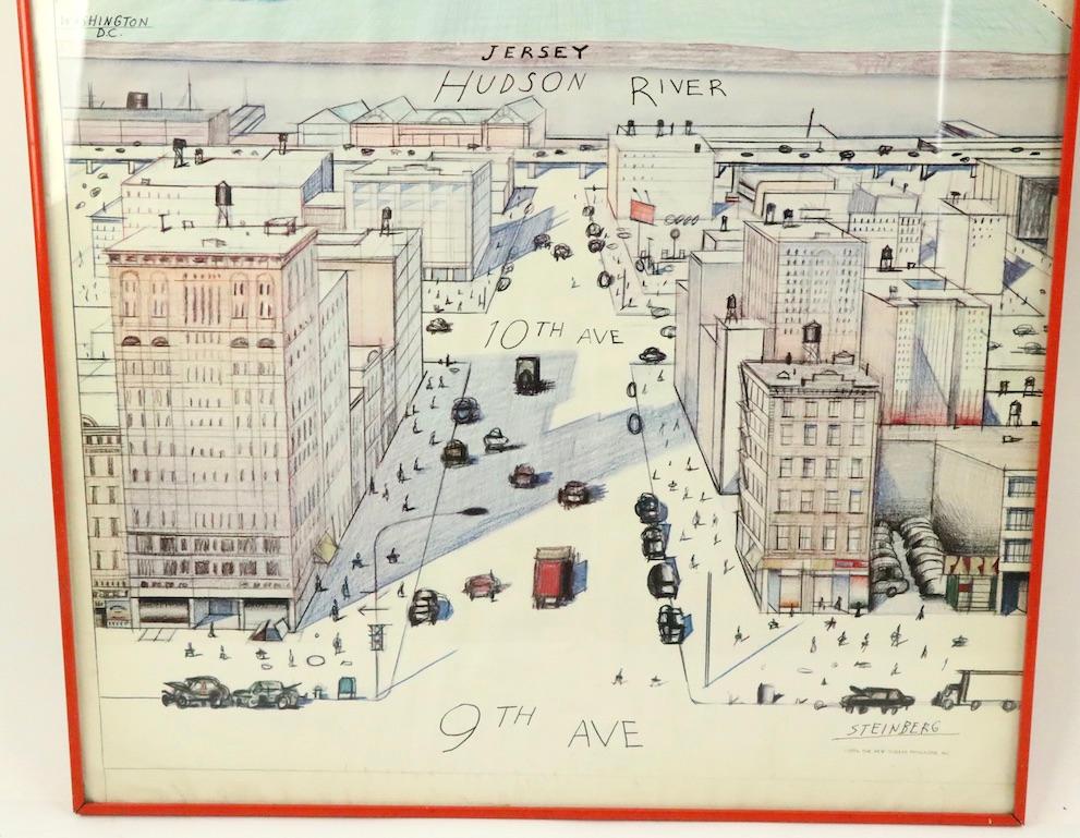 20th Century Vintage Saul Steinberg View from New York Manhattan