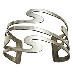 Vintage "Sauteur Renoir" Sterling Silver .925 ~ 1 3/4" Wide Wavy Cuff Bracelet