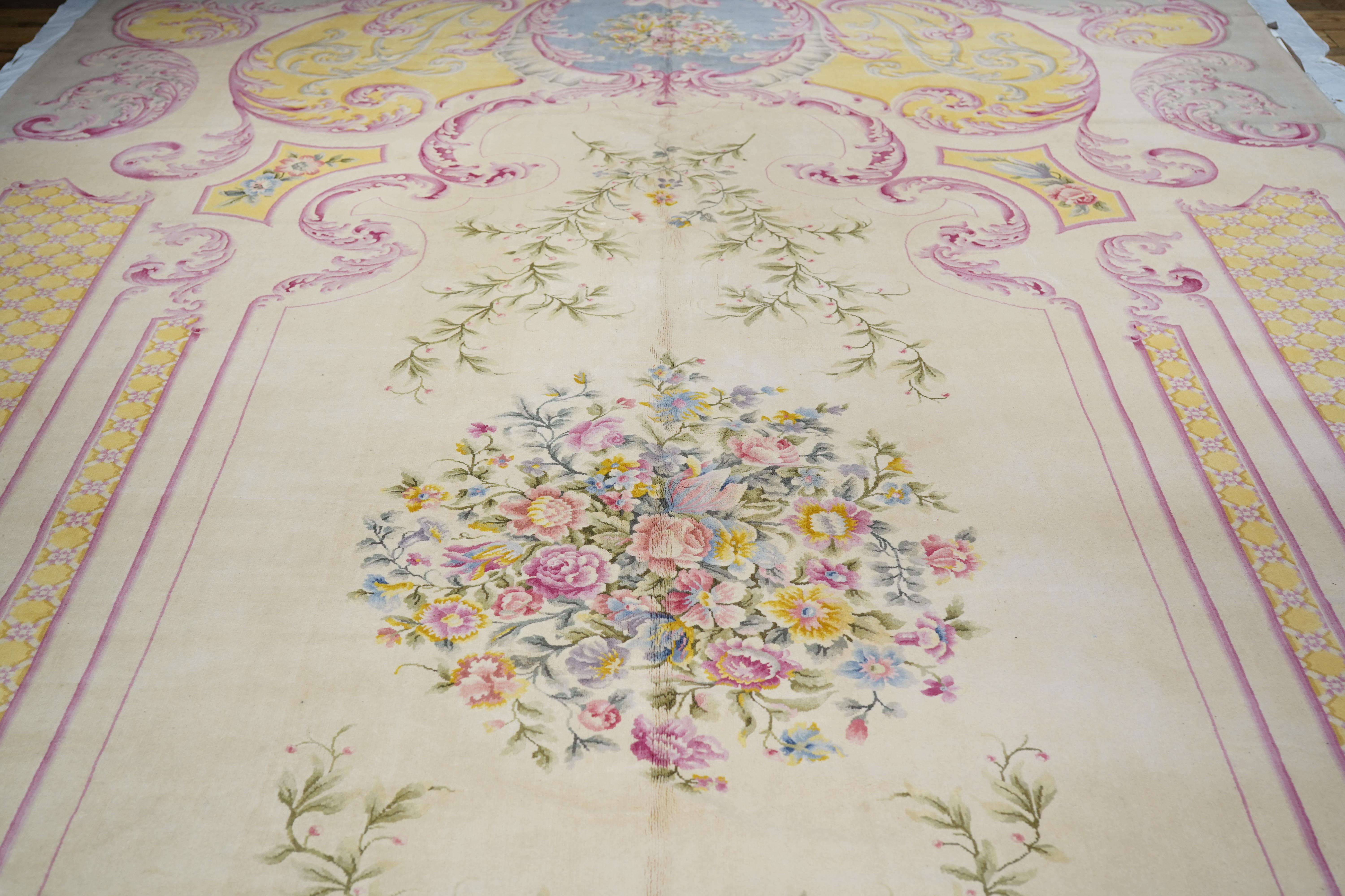Vintage Savannerie Rug 11’1” x 21’4” In Good Condition For Sale In New York, NY