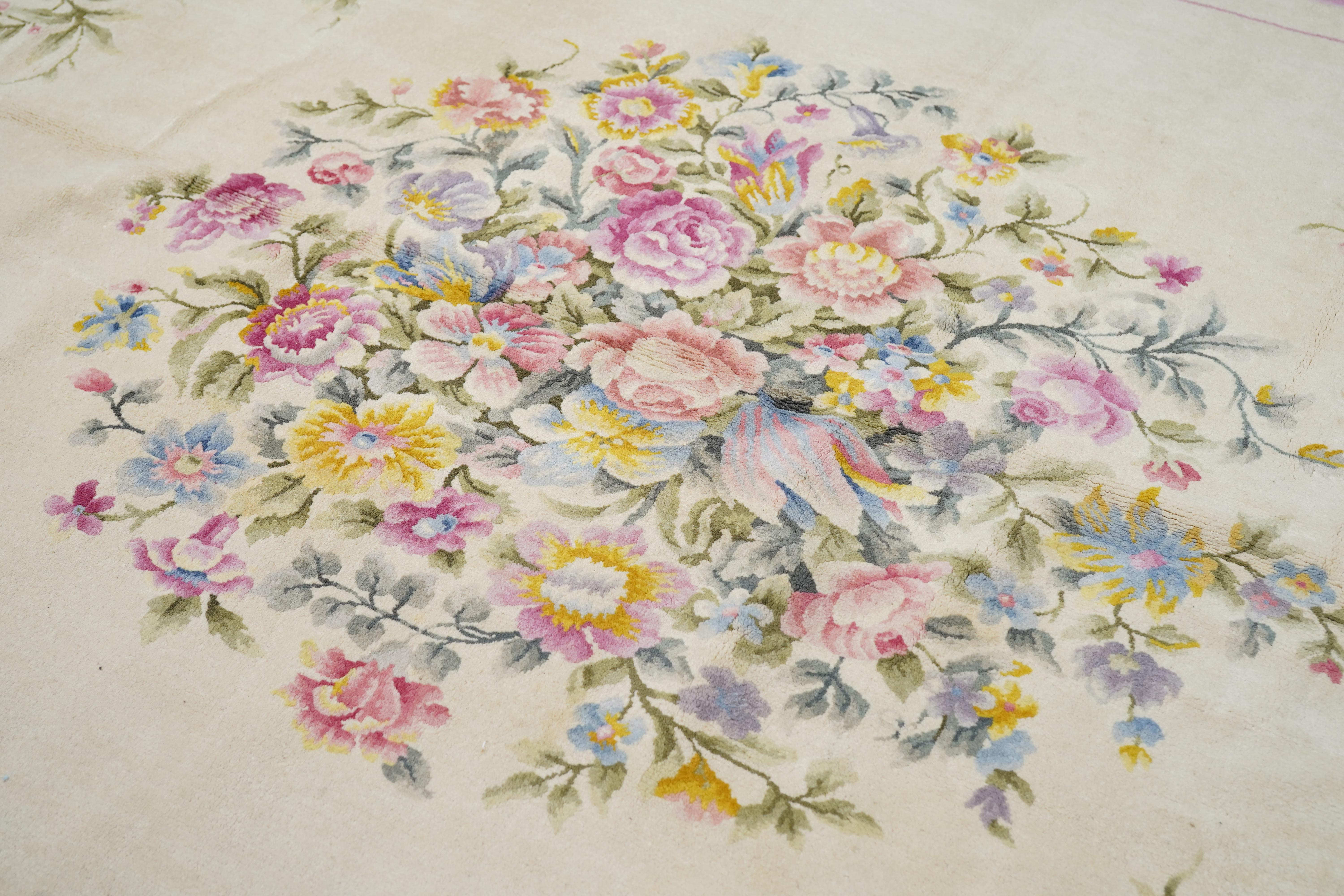 Wool Vintage Savannerie Rug 11’1” x 21’4” For Sale